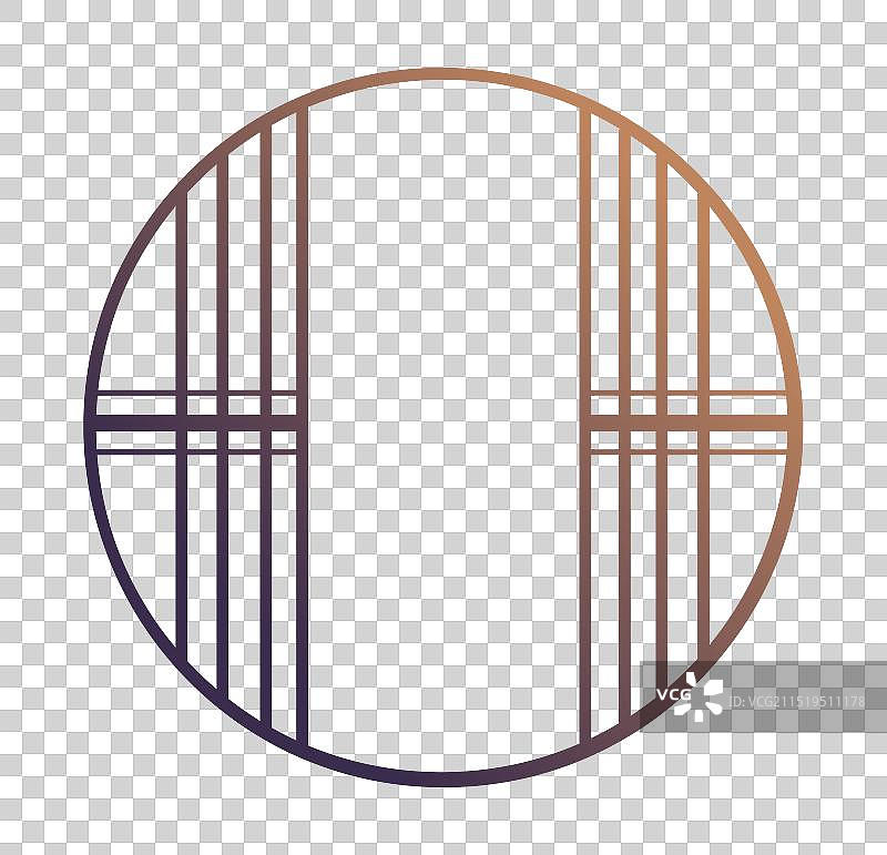 新中式复古圆形窗户插画元素图片素材