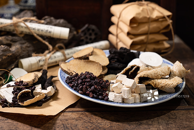 中药材 中医 古代药方 六味地黄丸图片素材