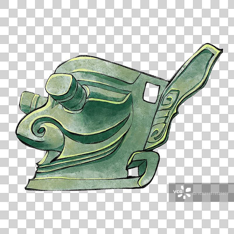 巴蜀四川成都广汉三星堆，青铜戴冠纵目面具。图片素材