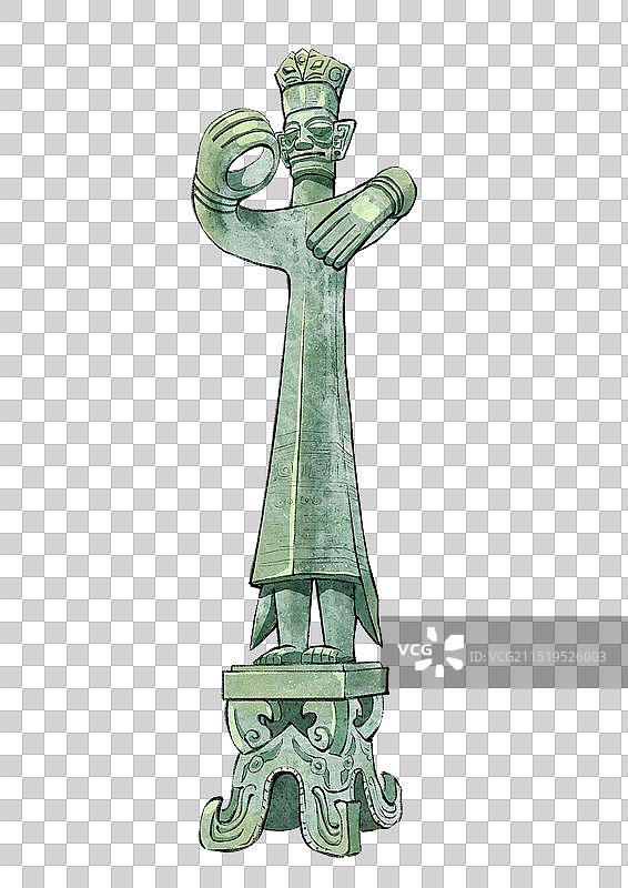 巴蜀四川成都广汉三星堆，青铜大立人。图片素材