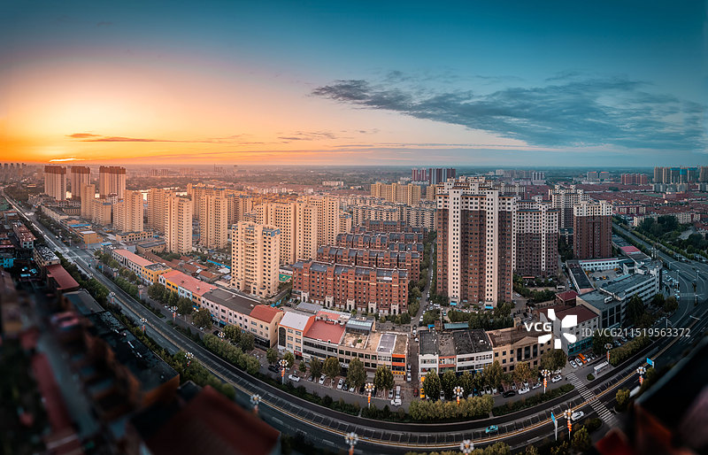 航拍青县日出图片素材