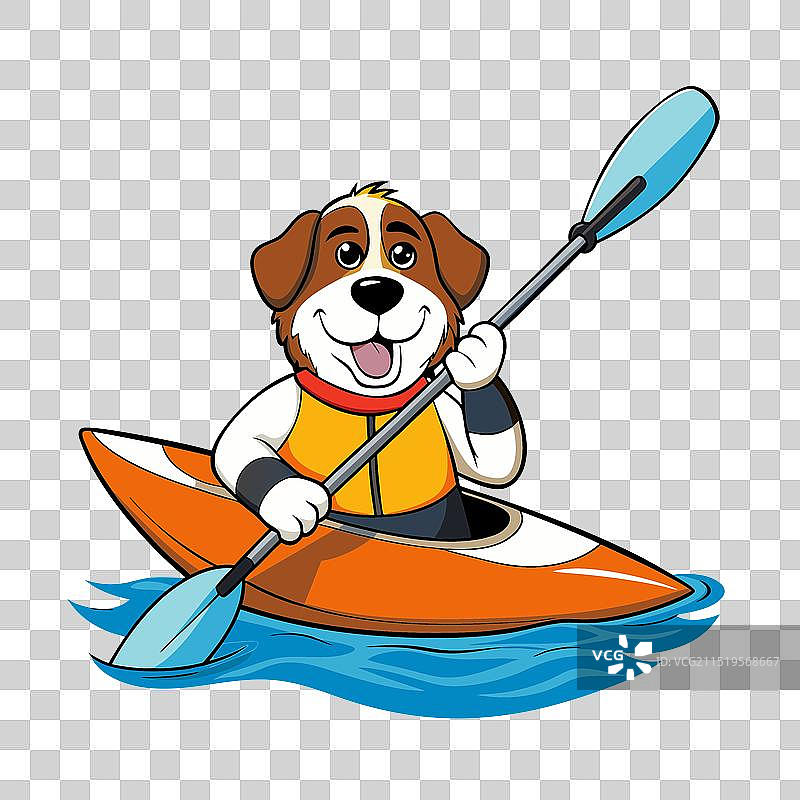 划皮划艇的可爱小狗图片素材