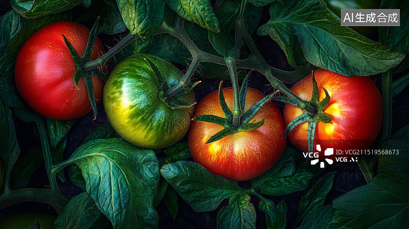 【AI数字艺术】成熟的番茄植物图片素材