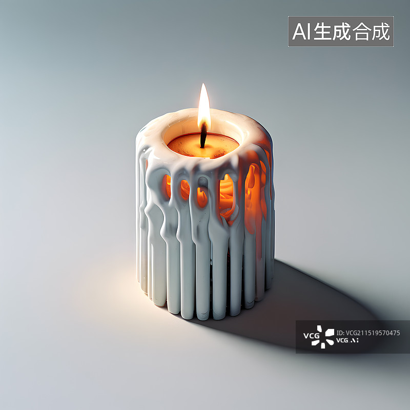 【AI数字艺术】灰色背景下点燃蜡烛的特写镜头图片素材