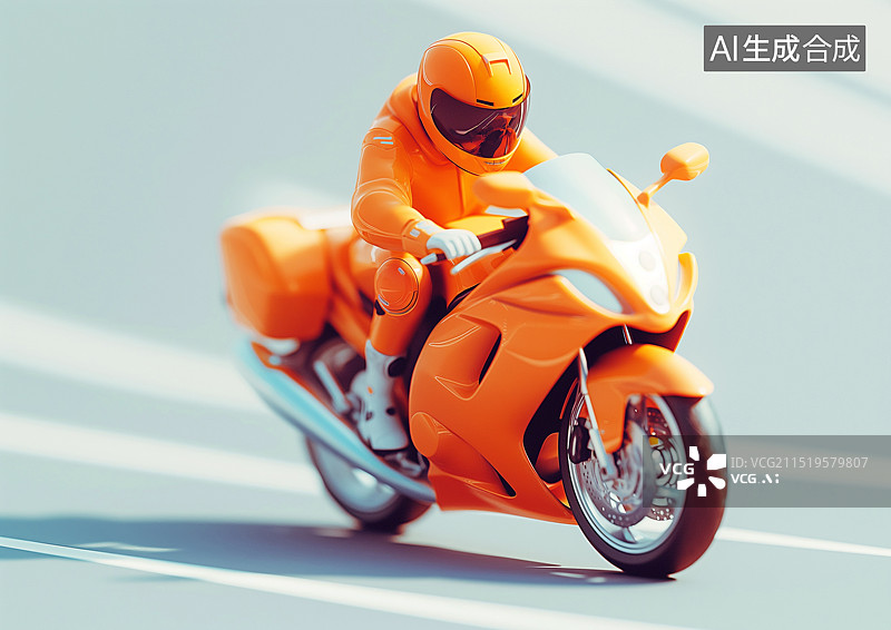 【AI数字艺术】一个骑摩托出行的人3D模型图片素材