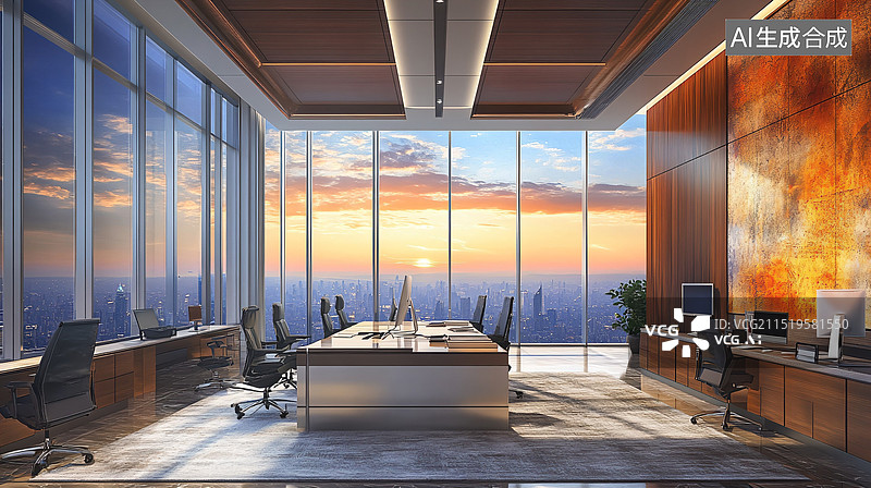 【AI数字艺术】现代商务办公室内景图片素材