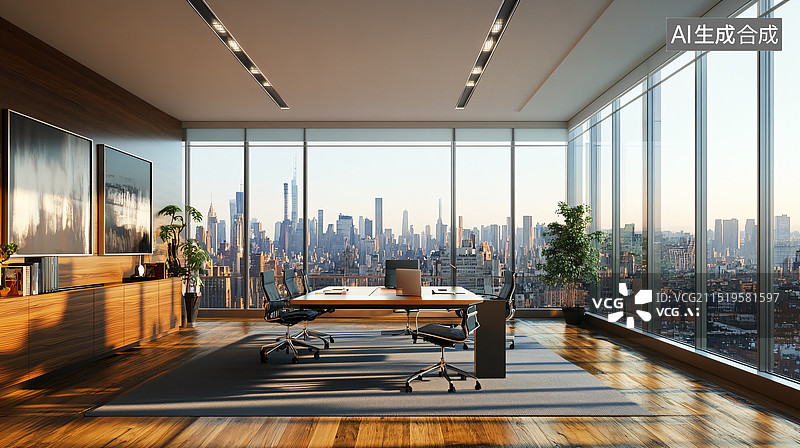 【AI数字艺术】现代商务办公室内景图片素材