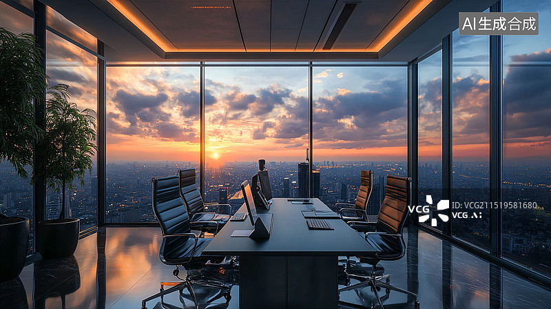【AI数字艺术】现代商务办公室内景图片素材