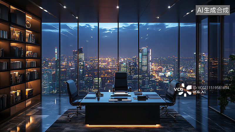 【AI数字艺术】现代商务办公室内景图片素材