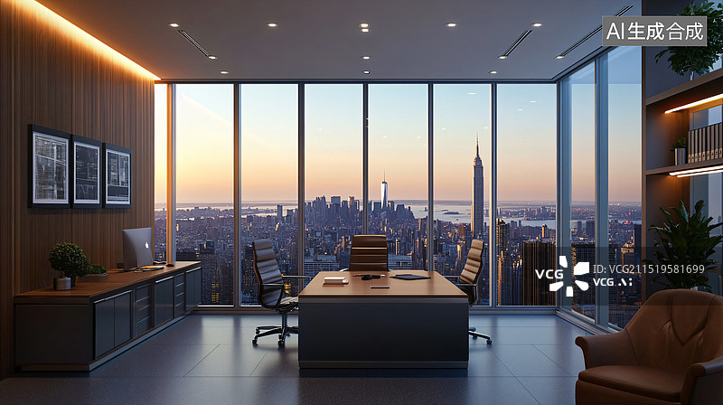 【AI数字艺术】现代商务办公室内景图片素材