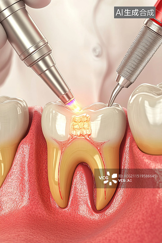 【AI数字艺术】根管治疗牙齿修复3d风格图片素材