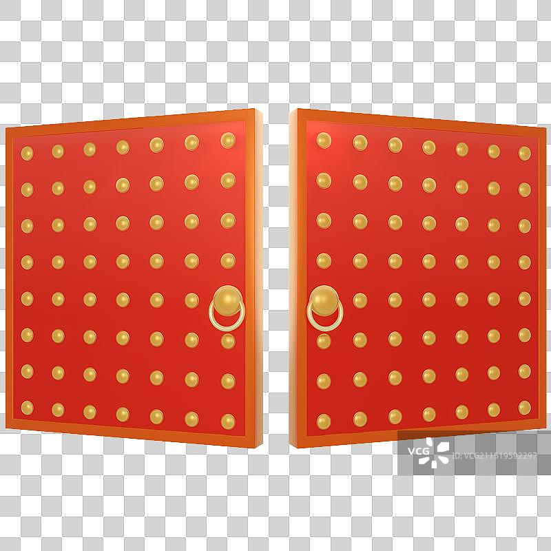 3d红金色中国风大门免扣元素图片素材