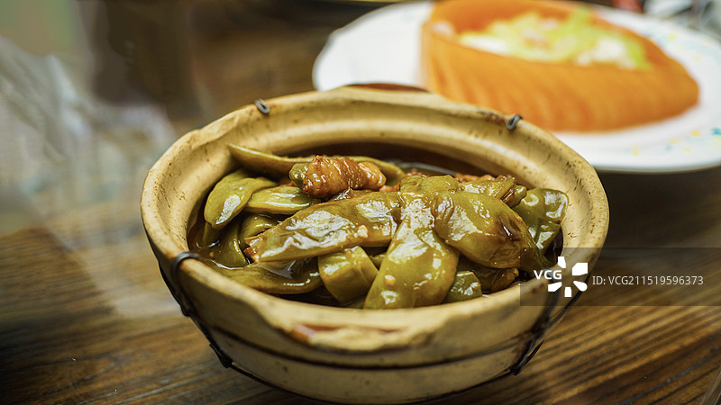 东北菜干锅烧豆角图片素材
