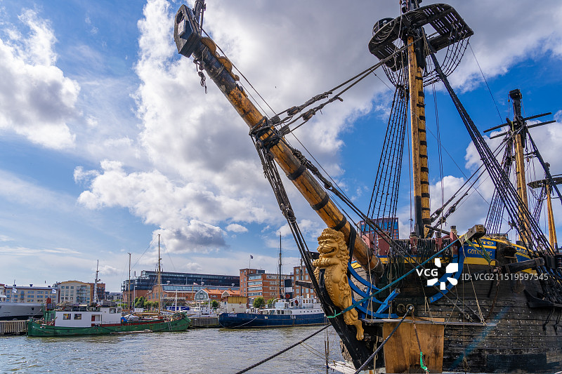 哥德堡号是大航海时代瑞典著名远洋商船，曾三次远航中国广州，第一次是1739年图片素材