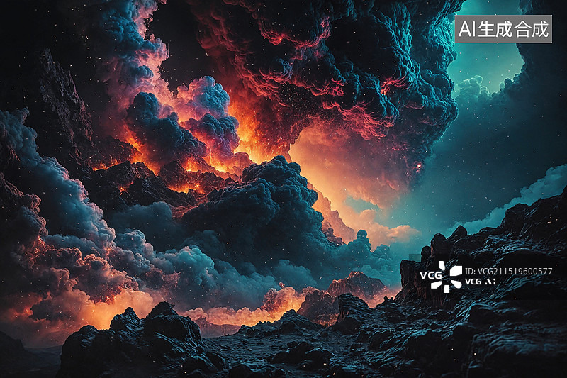 【AI数字艺术】火山爆发图片素材