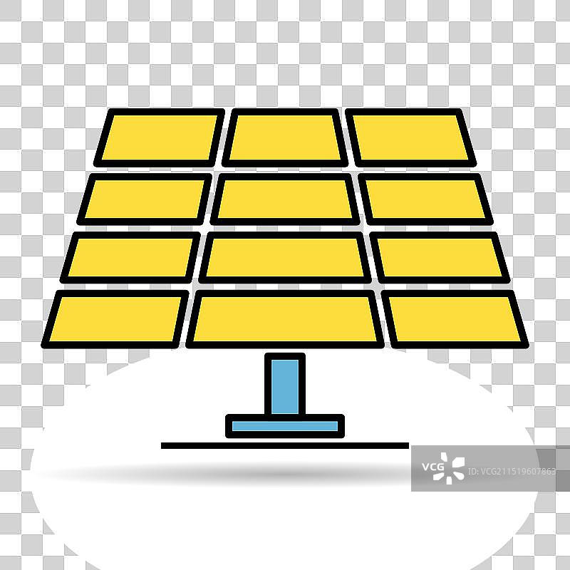 绿色能源技术的太阳能电池板阴影图标图片素材