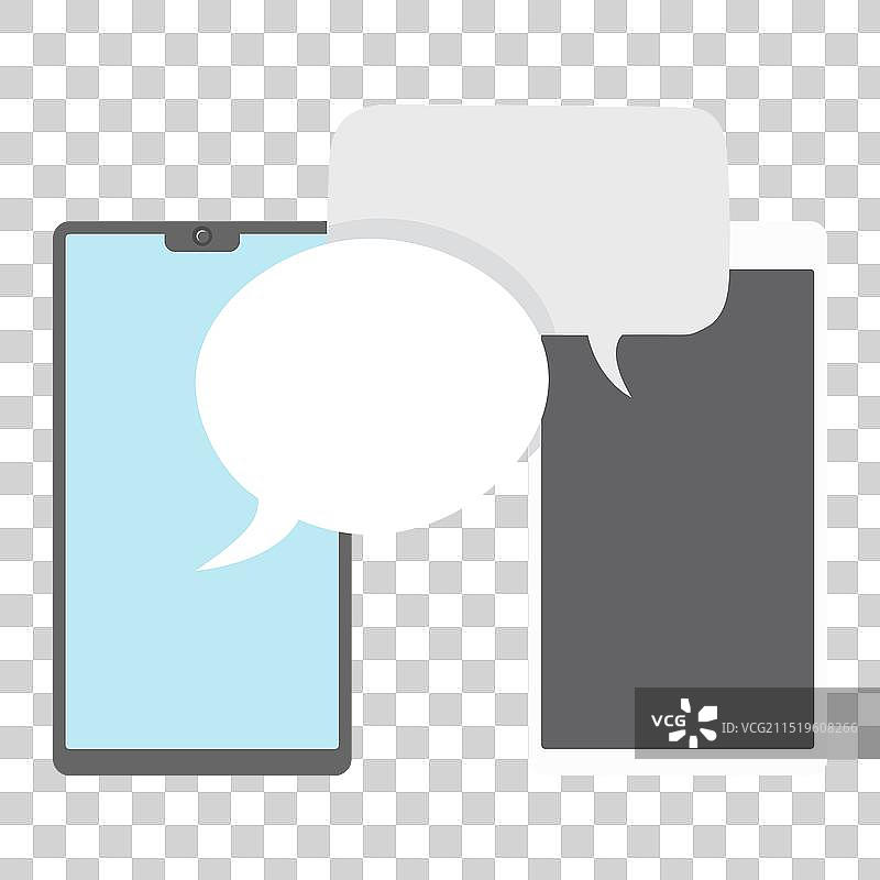 带有语音气泡的两部手机图片素材