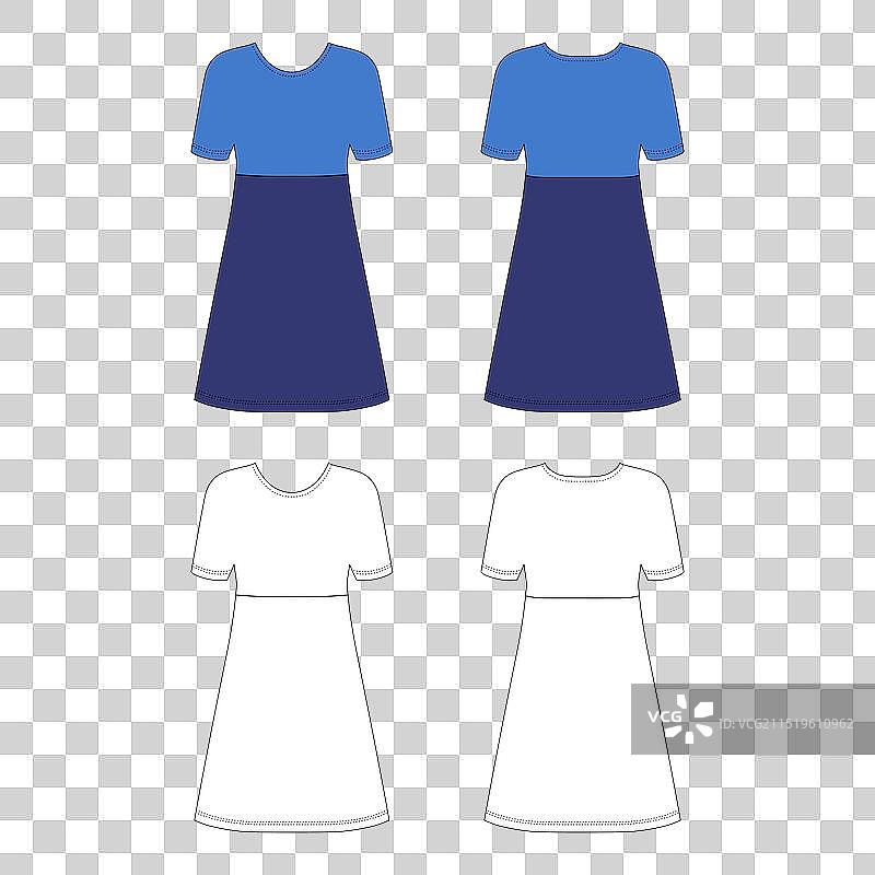 时尚女性日常着装填色模板图片素材