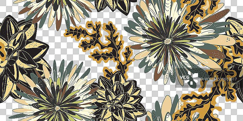 梦幻风格绽放花卉图案图片素材