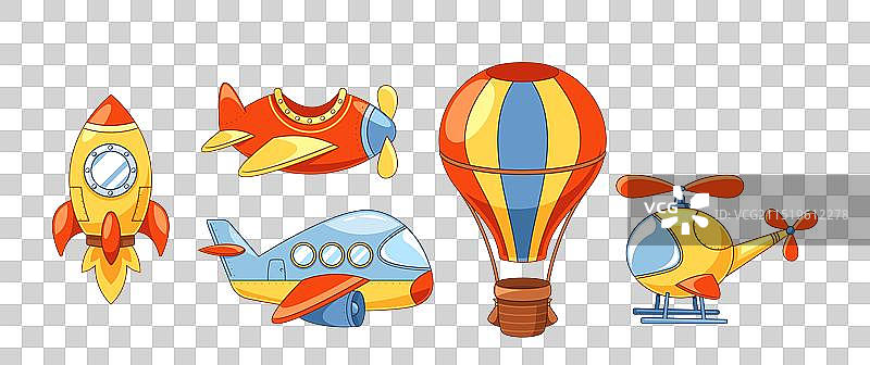 可爱的卡通交通元素集合图片素材