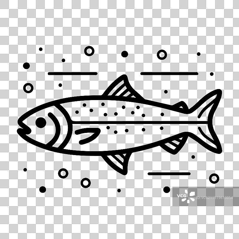 三文鱼图标或现代线条符号线稿图片素材