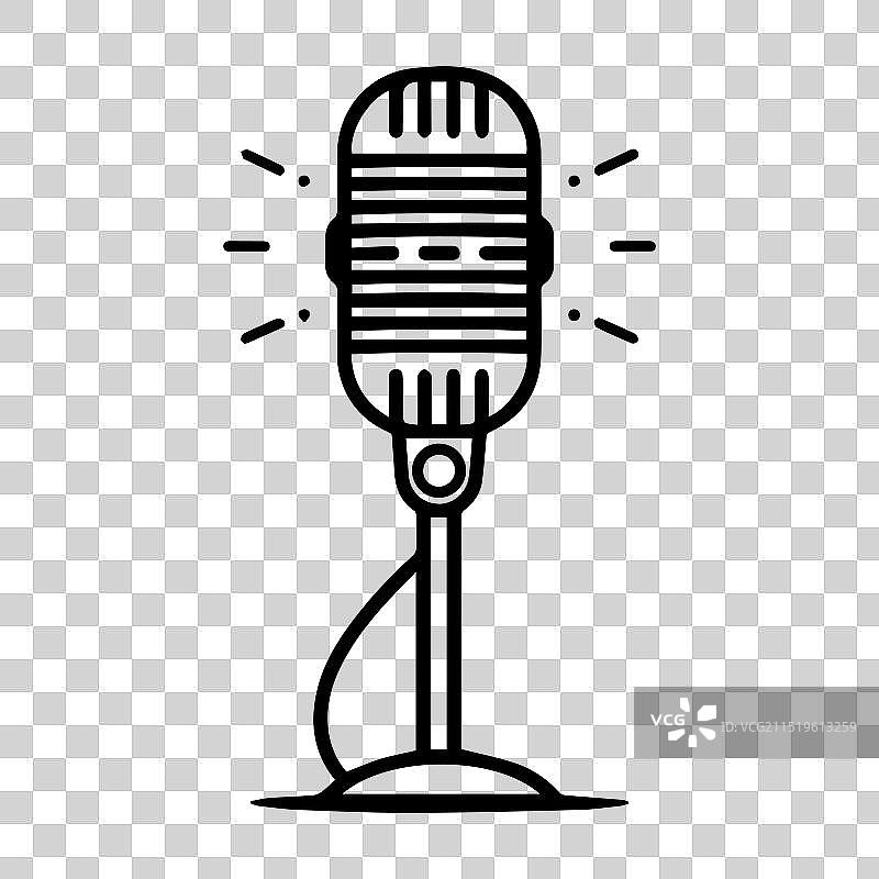 麦克风图标或现代线条符号线稿图片素材