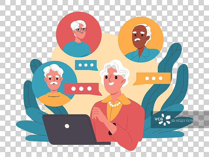 老妇人和朋友交流图片素材