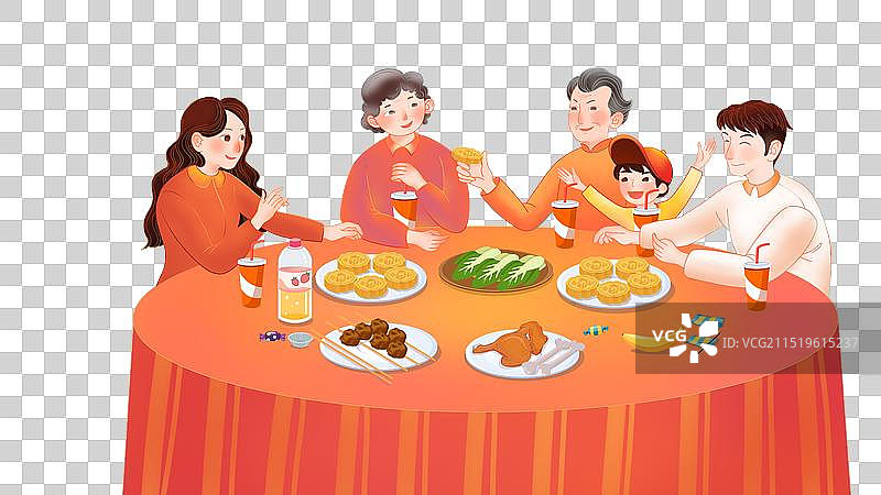 中秋节春节节日团聚在一起聚餐一家人图片素材