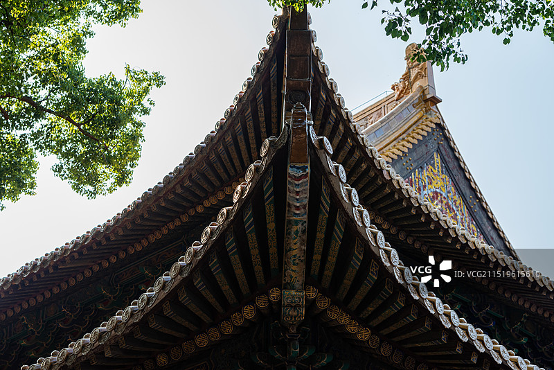 浙江舟山普陀山慧济禅寺的屋顶与脊兽图片素材