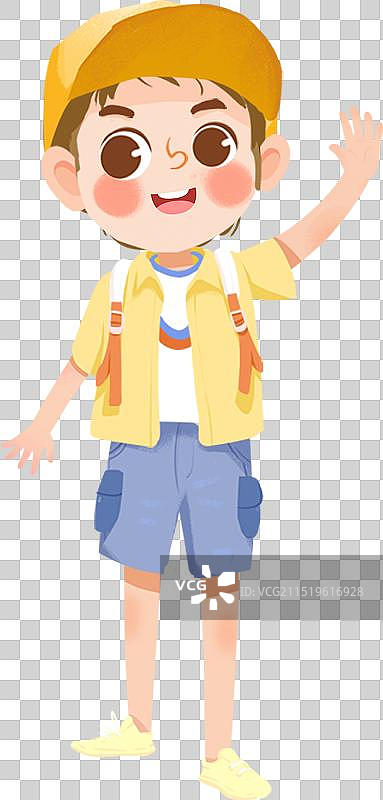 休闲服饰打招呼的阳光男孩图片素材