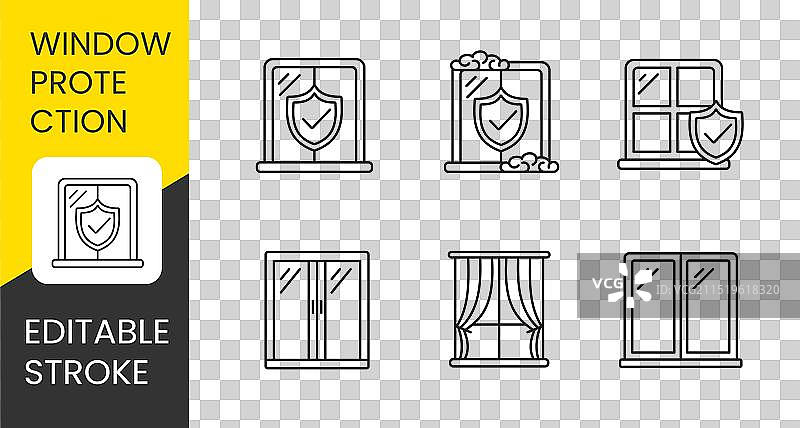 可编辑笔触的窗户线性icon图片素材