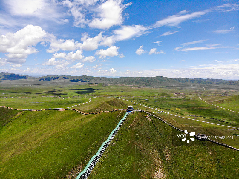 航拍 黄河九曲第一湾景区的观景台图片素材