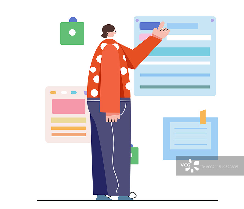 工作汇报扁平风插画报表表格商务办公教育打工人物图片素材