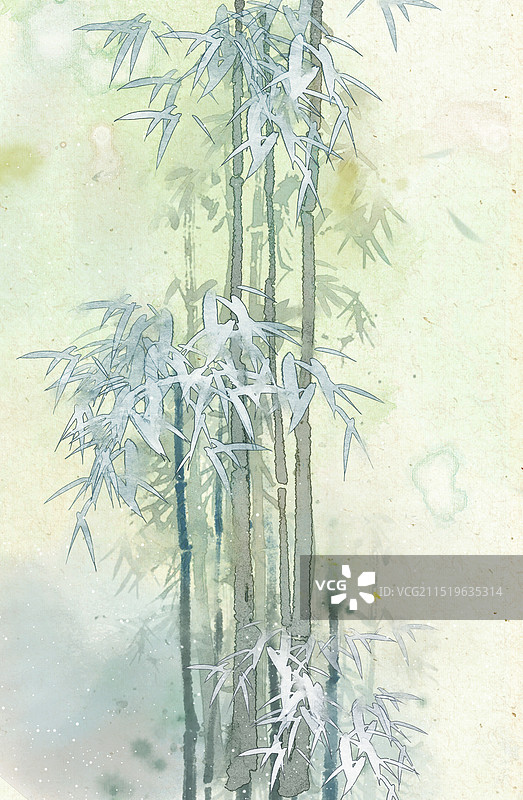 竹子竹林—国画古风水墨国风背景肌理插画图片素材