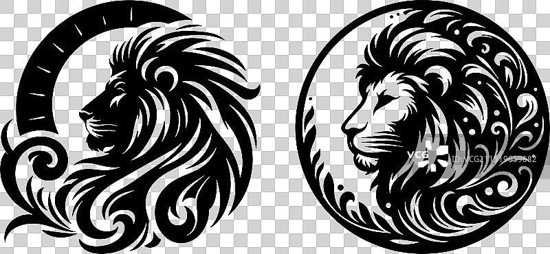 狮子头剪影图标图片素材