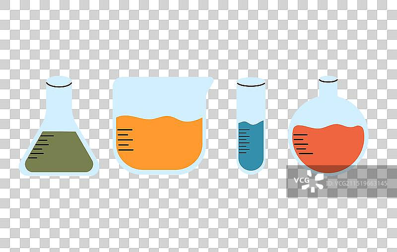 带有彩色试剂的手绘试管图片素材