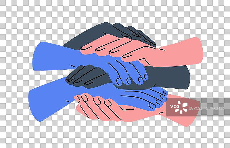 手叠在一起，团队信任和团结图片素材