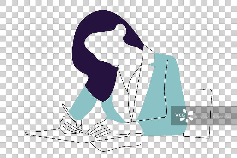 女人签署合同的扁平风格UI设计图片素材