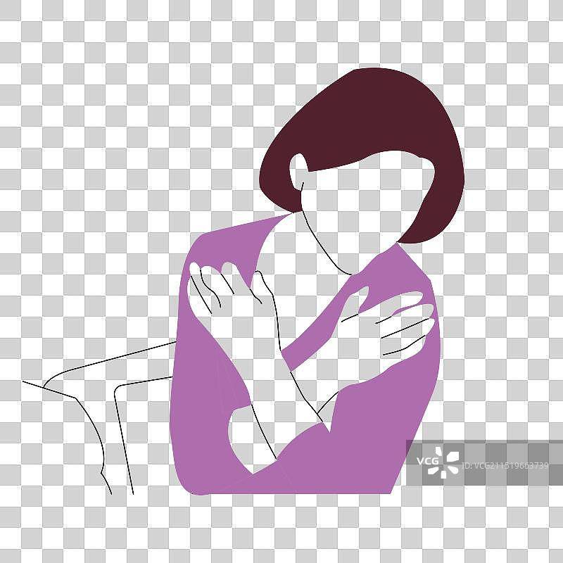 扁平UI风格的女人正在护理她酸痛的肩膀图片素材