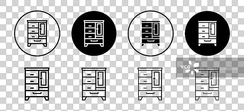 梳妆台图标集，梳妆台轮廓扁平设计图片素材