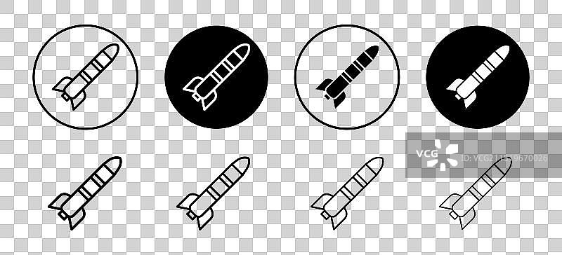 导弹图标集导弹轮廓扁平图片素材