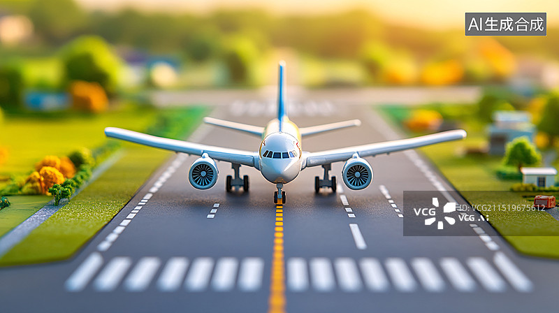 【AI数字艺术】机场跑道飞机起飞航空运输旅游出发商务背景图片素材