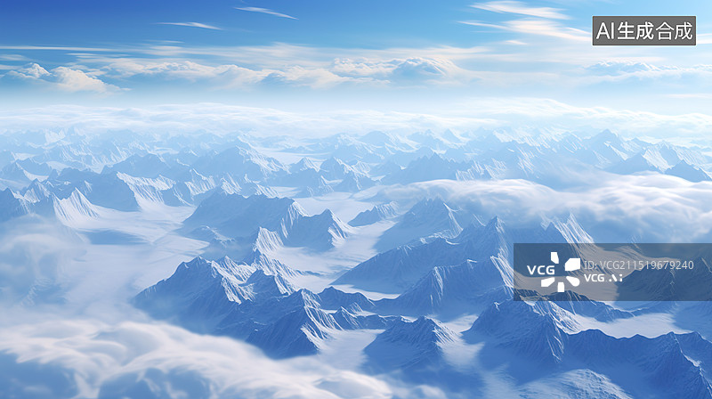 【AI数字艺术】俯视视角的雪山图片素材