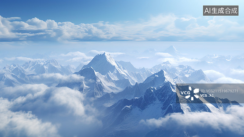 【AI数字艺术】俯视视角的雪山图片素材