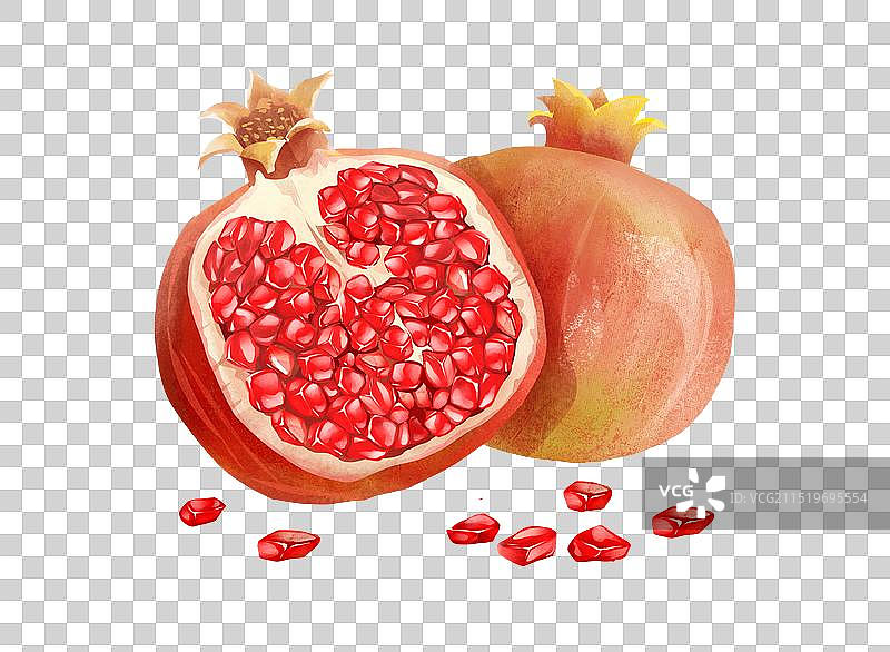 秋分时令水果之成熟的石榴 果插画元素图片素材
