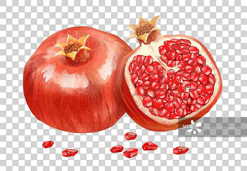 秋分时令水果之成熟的石榴 果插画元素图片素材