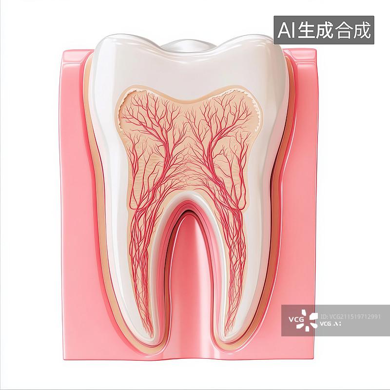 【AI数字艺术】牙齿牙龈根尖发炎根尖囊肿口腔医疗3d风格图片素材
