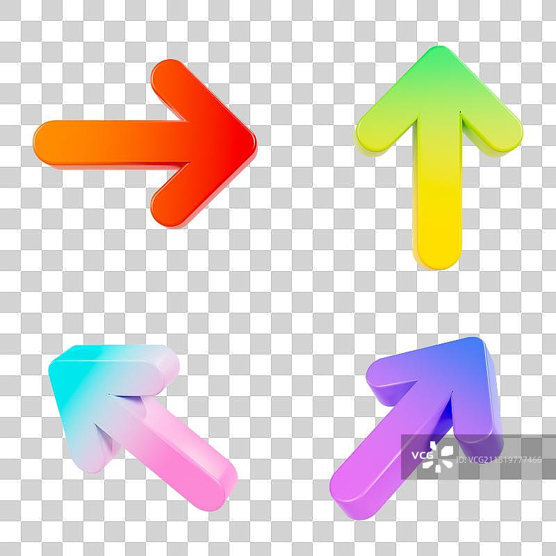 3D立体渐变色箭头上升下降元素图片素材