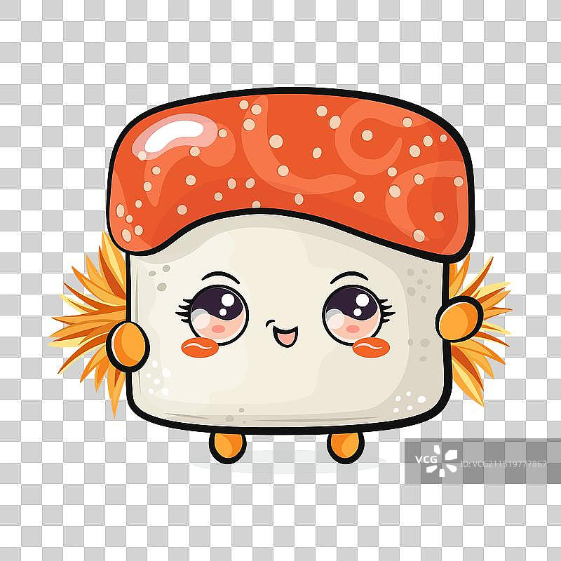 手绘卡通挥手可爱趣味寿司图片素材