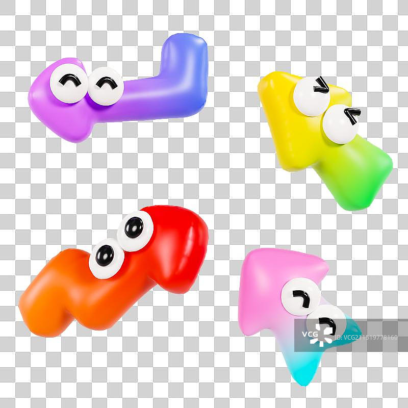 3D立体膨胀风可爱表情箭头装饰元素图片素材